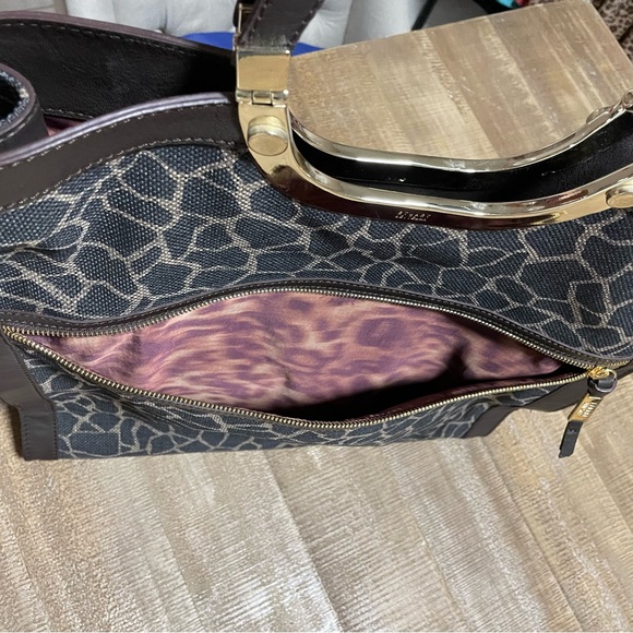 Stuart Weitzman XL Shopper Tote Bag Handbag Canvas & Leather Animal Print - Picture 10 of 14